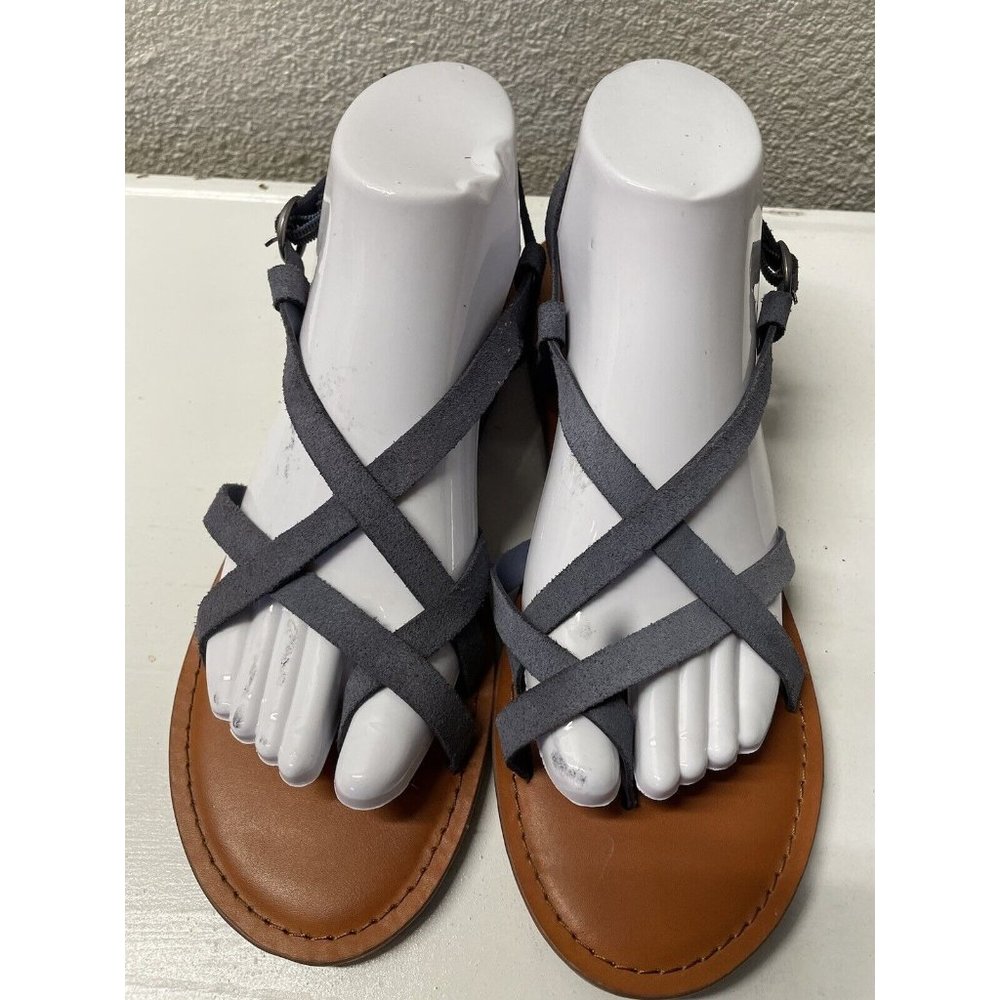 American Eagle Gladiator Sandals Sz 9 Strappy Gray Leather Greek EUC
